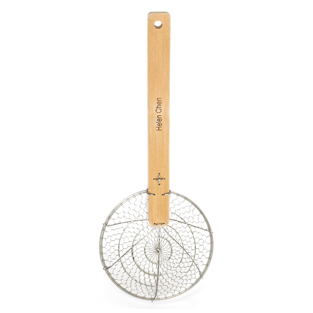 Helen’s Asian Kitchen Spider Strainer, Stainless Steel with Natural Bamboo Handle, 7-Inch Strainer Basket