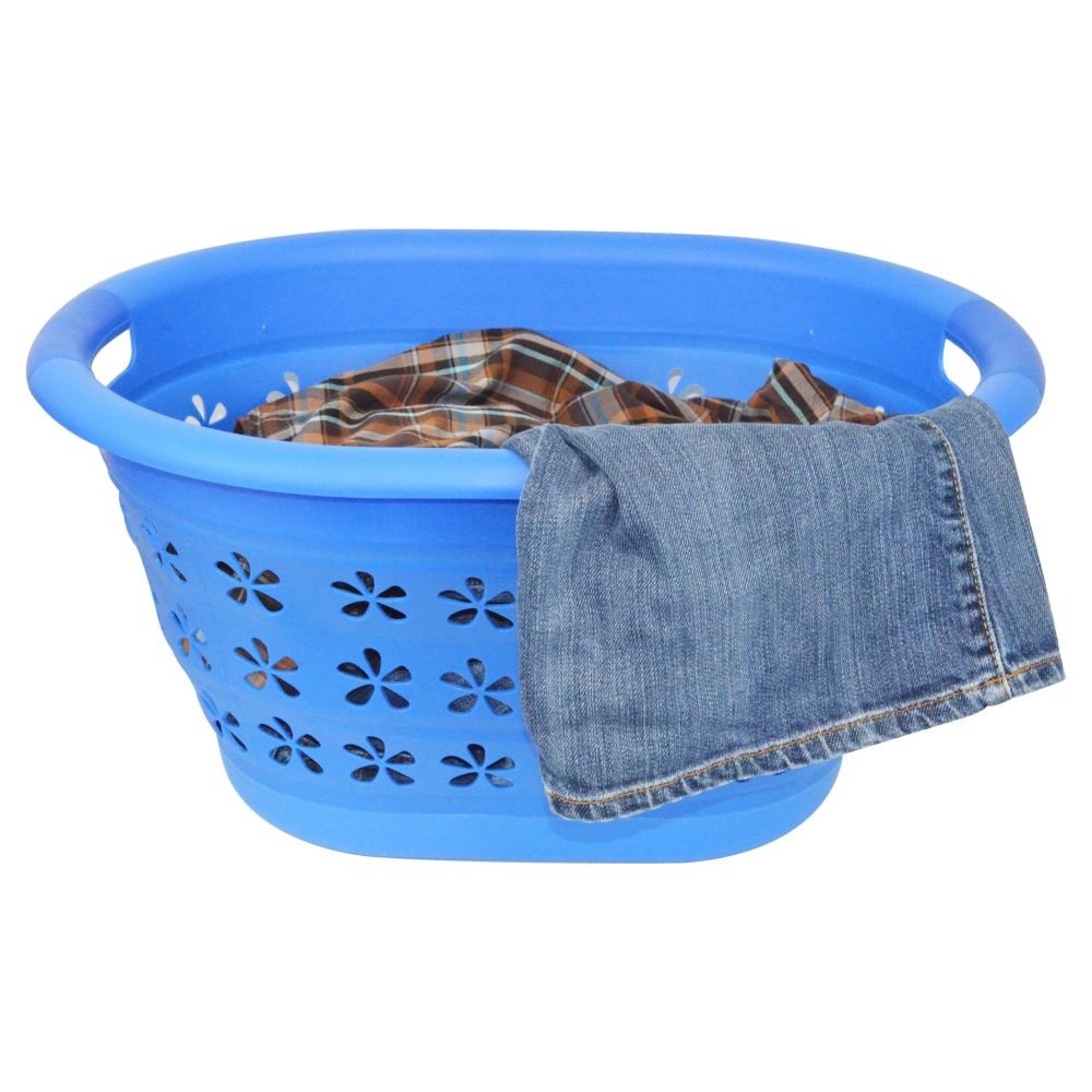 SH-10204 Collapsible Space Saving Fold Up Laundry Basket Hamper - Blue