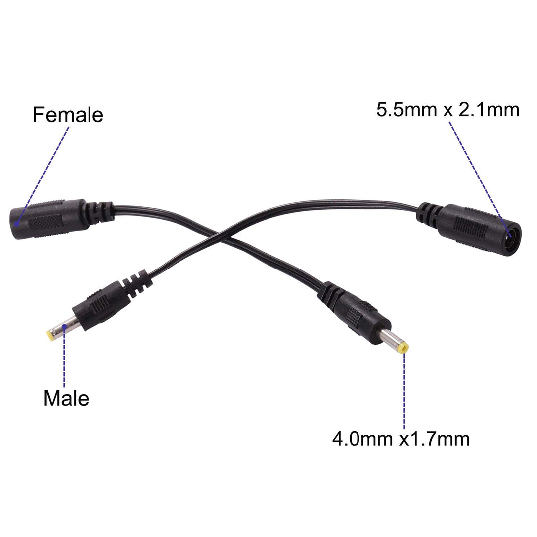 2pcs DC Plug Tips Female Connectors to Male Jack 2.1 x 5.5mm Female to 4.0x1.7mm Male AC DC Power Connector Adapter Laptop 4.0mm 4.0mmx1.7mm for PSP 2 3 4