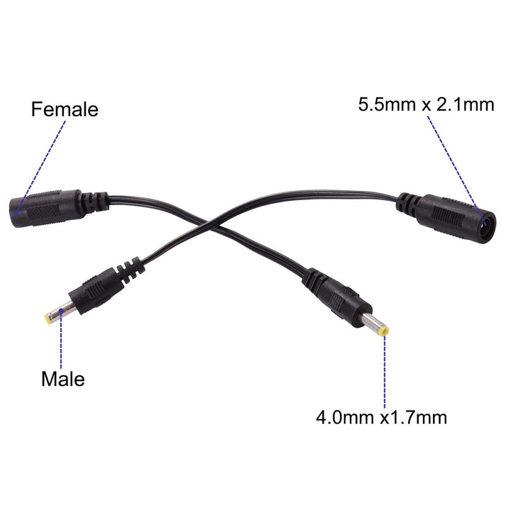 2pcs DC Plug Tips Female Connectors to Male Jack 2.1 x 5.5mm Female to 4.0x1.7mm Male AC DC Power Connector Adapter Laptop 4.0mm 4.0mmx1.7mm for PSP 2 3 4