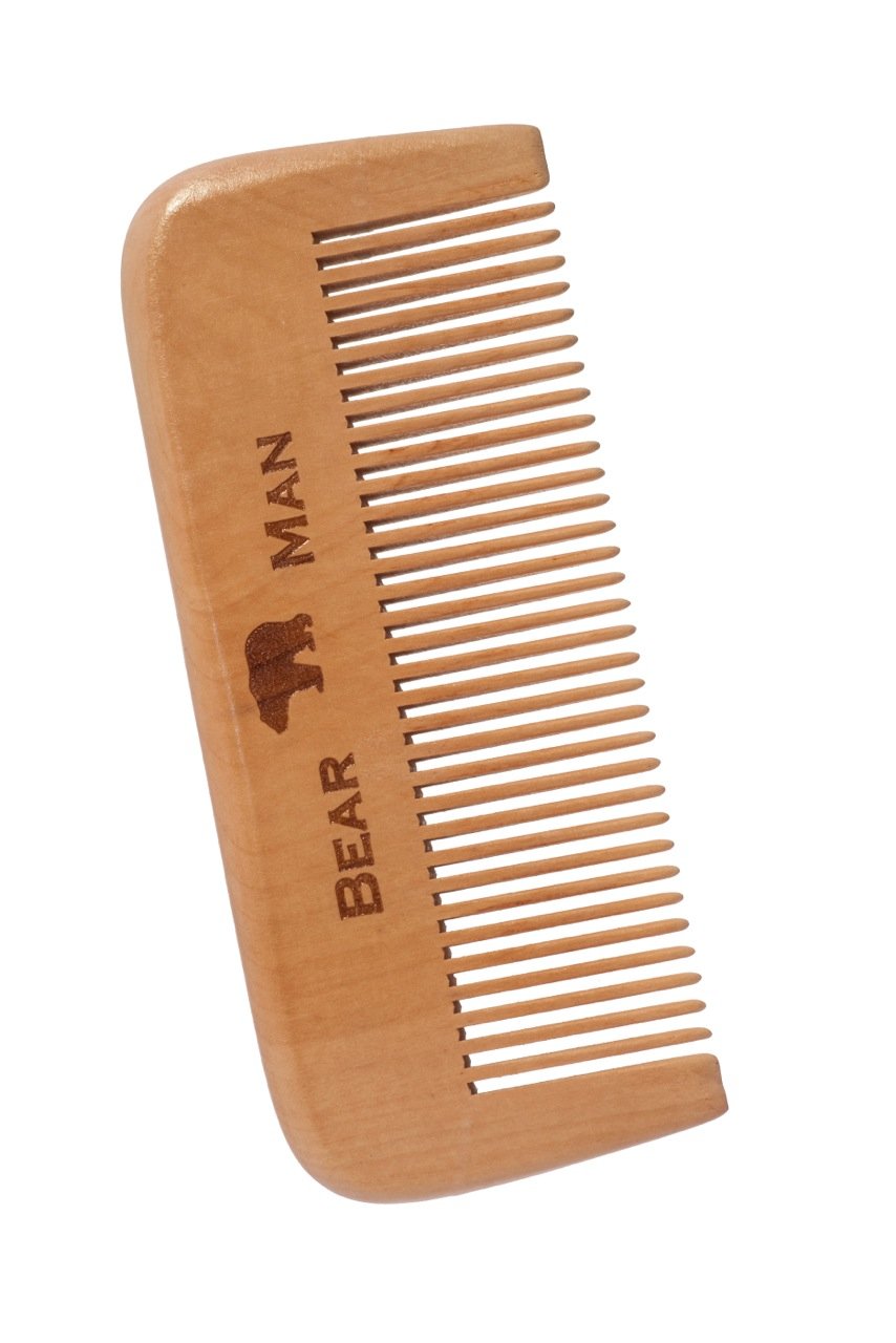 Beard and Mustache Comb - Natural Peach Wood for Men&#39;s Hair Anti-Static Traditional Barber Style