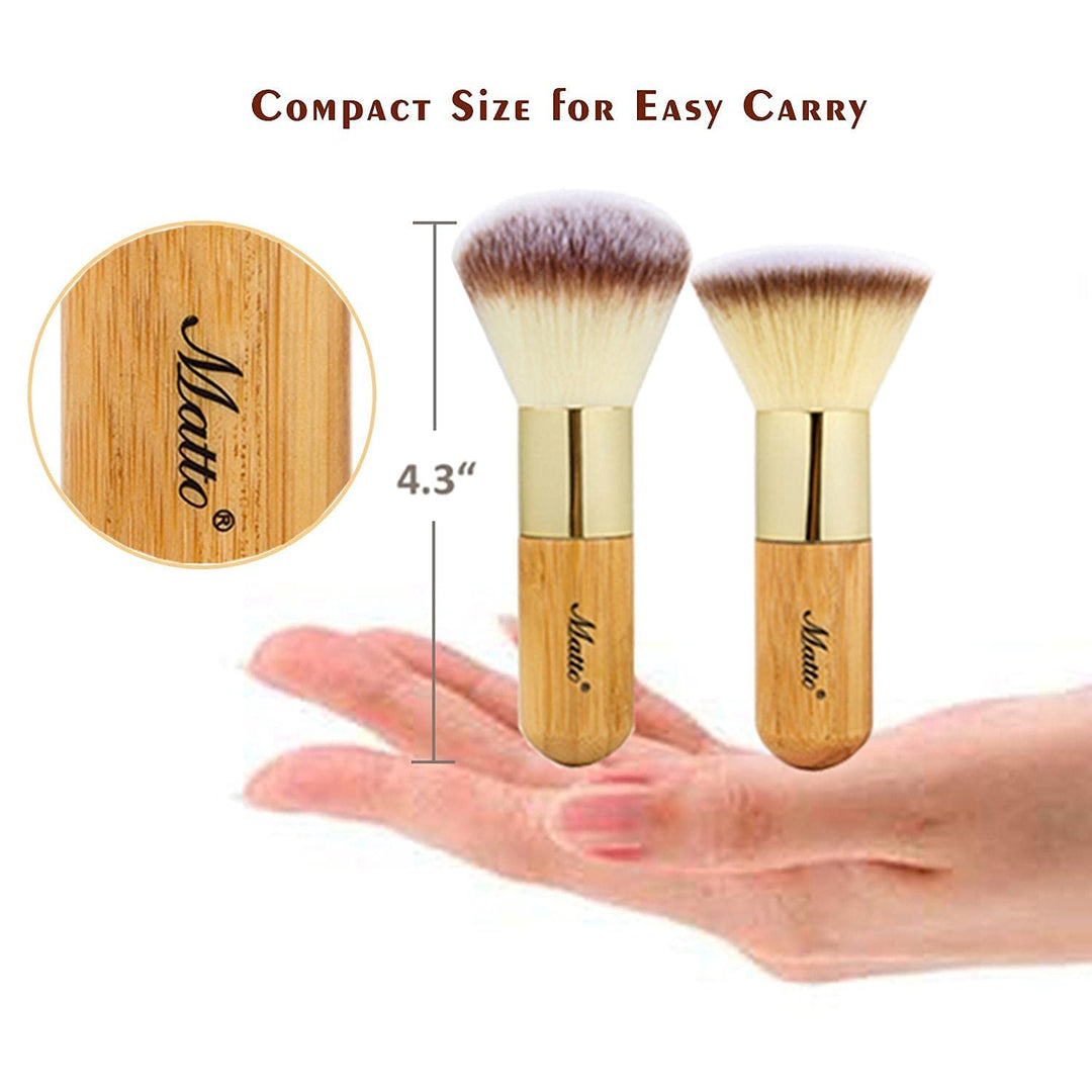 Bamboo Makeup Brush Set Face Kabuki 2 Pieces - Foundation And Powder Makeup Brushes For Mineral Bb Cream