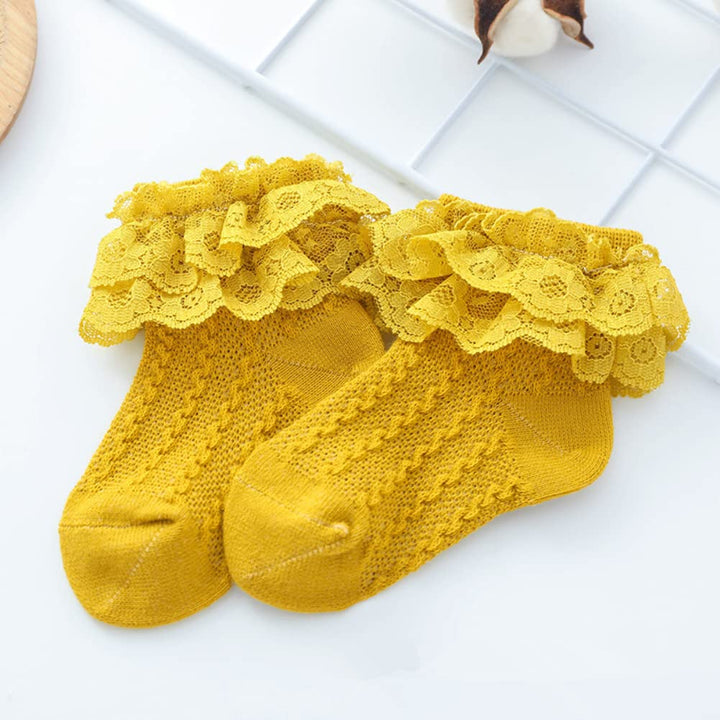 Baby Girls&#39; Eyelet Flower Socks Ankle Sock for Newborn Infant Toddlers Kids (0-12 Months)
