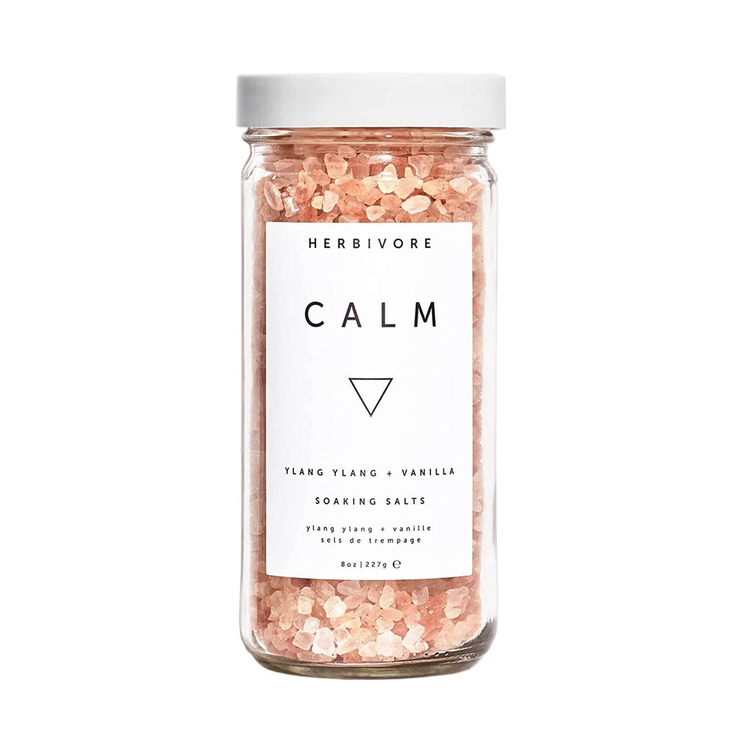 Calm Soaking Bath Salts – Natural Himalayan Pink Salt, Moisturizing + Relaxing, Ylang Ylang &amp; Vanilla, Plant-Based, Vegan, Cruelty-Free, 8 oz