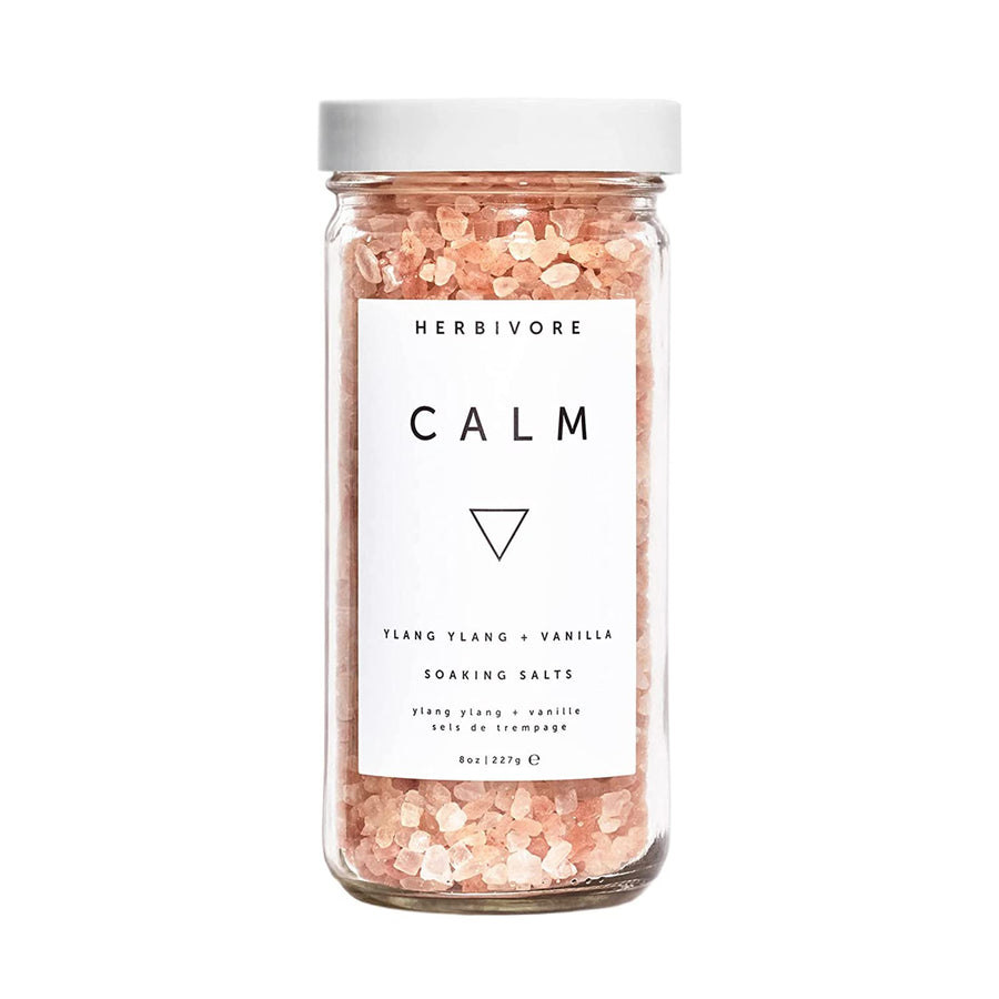 Calm Soaking Bath Salts – Natural Himalayan Pink Salt, Moisturizing + Relaxing, Ylang Ylang & Vanilla, Plant-Based, Vegan, Cruelty-Free, 8 oz