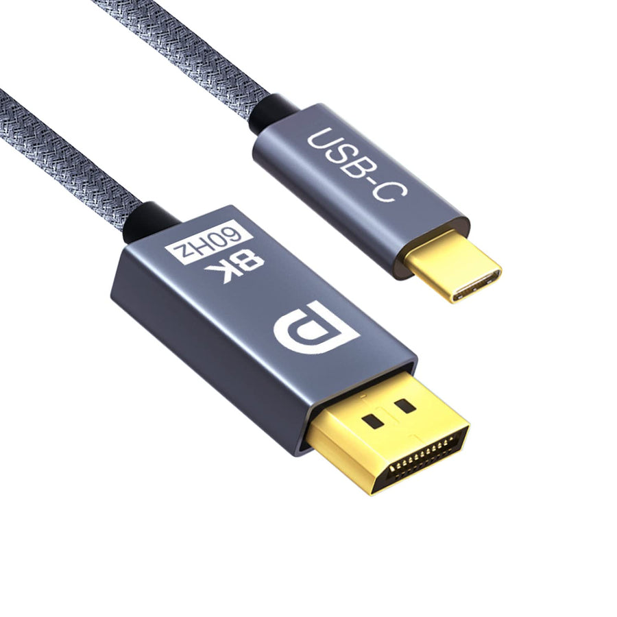 USB C to DisplayPort 1.4 Cable 10Ft, Type C to DP Cable 8K@60Hz 4K@144Hz 2K@240Hz Compatible with Thunderbolt 3/4 USB4, MacBook Pro M1 M2, Mac Studio, Mac Mini, iPad Pro, XPS
