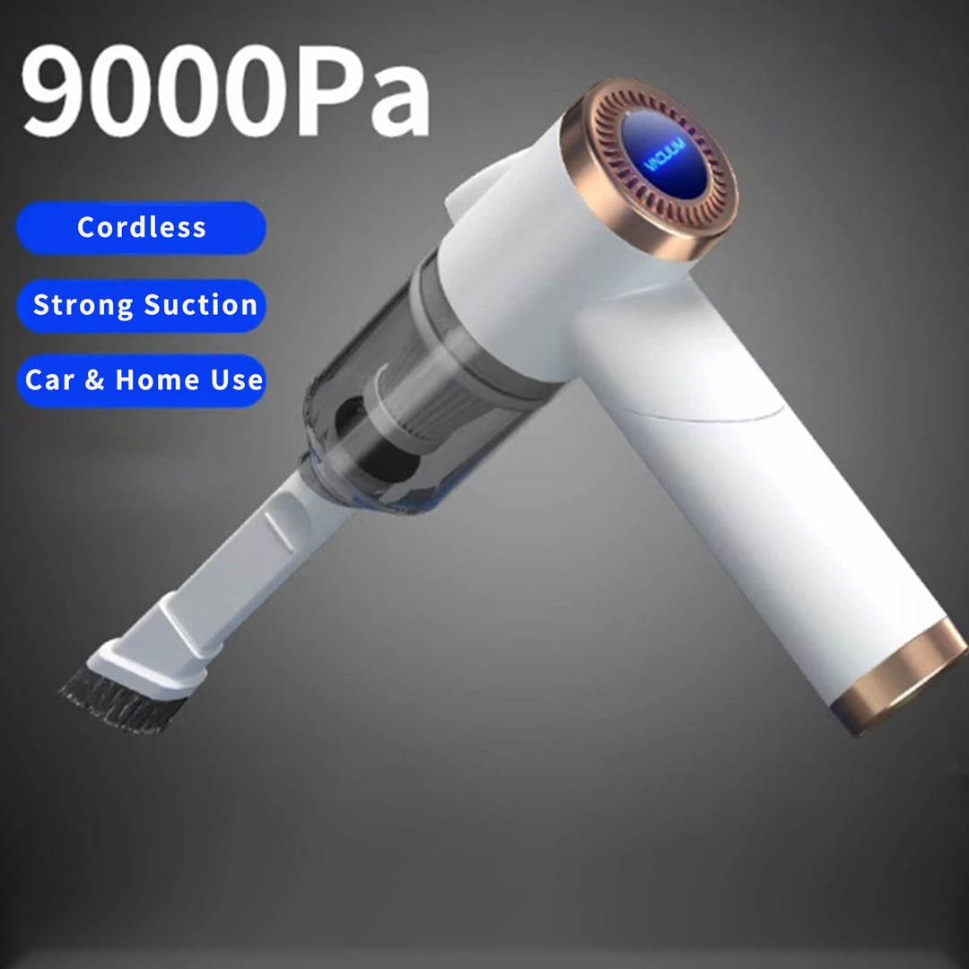 Handheld Vacuum Cordless, 9000Pa Strong Suction, 90°Foldable Mini Portable Vacuum Cleaner, Rechargeable and Lightweight Hand Vacuum with LED Light for Car/Home/Pet Cleaning(White)
