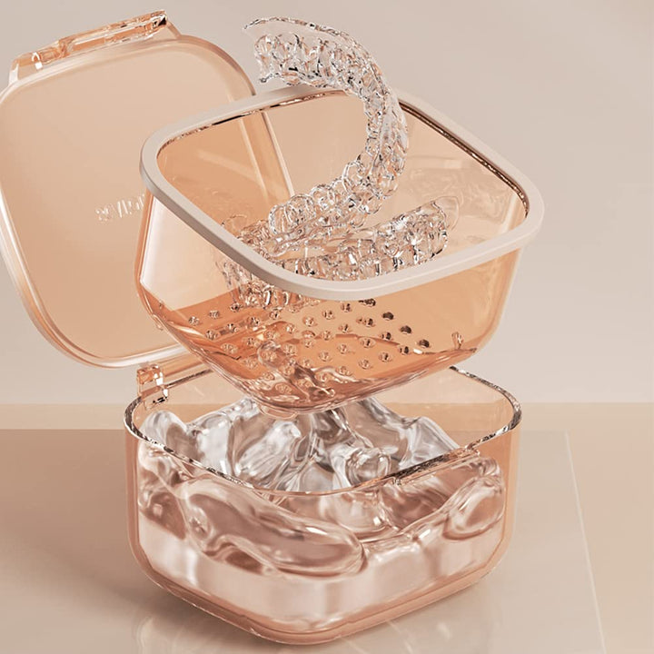 Denture Case, Retainer Case, Denture Bath Box Cup with 
