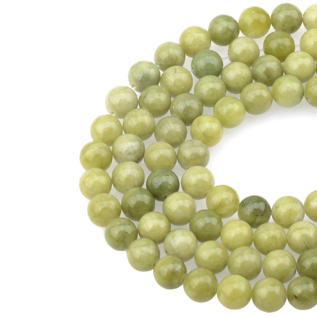 100PCS 8mm Natural Green Jade Beads Gemstone Round Loose Beads for Jewelry Making with Crystal Stretch Cord