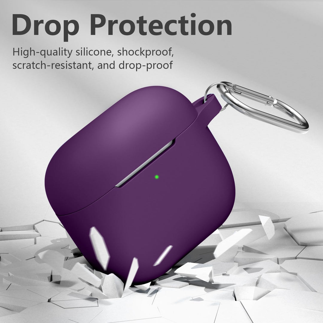 Compatible with AirPods 3rd Generation Case Cover 2021, Soft Silicone Shock-Absorbing Protective AirPods 3 Case Skin with Keychain, Support Wireless Charging, Front LED Visible, Lavender