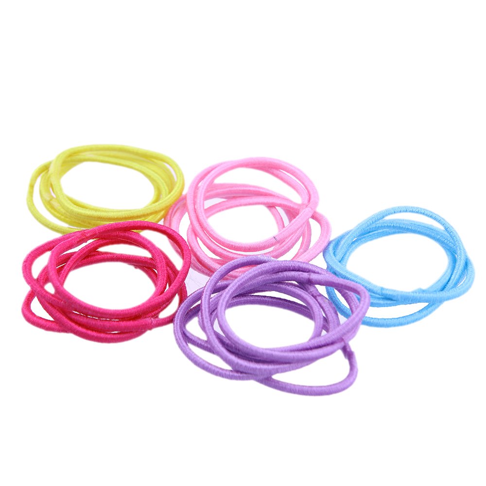 Coobbar 100pcs Women Elastic Hair Ties Band Ropes Ring 