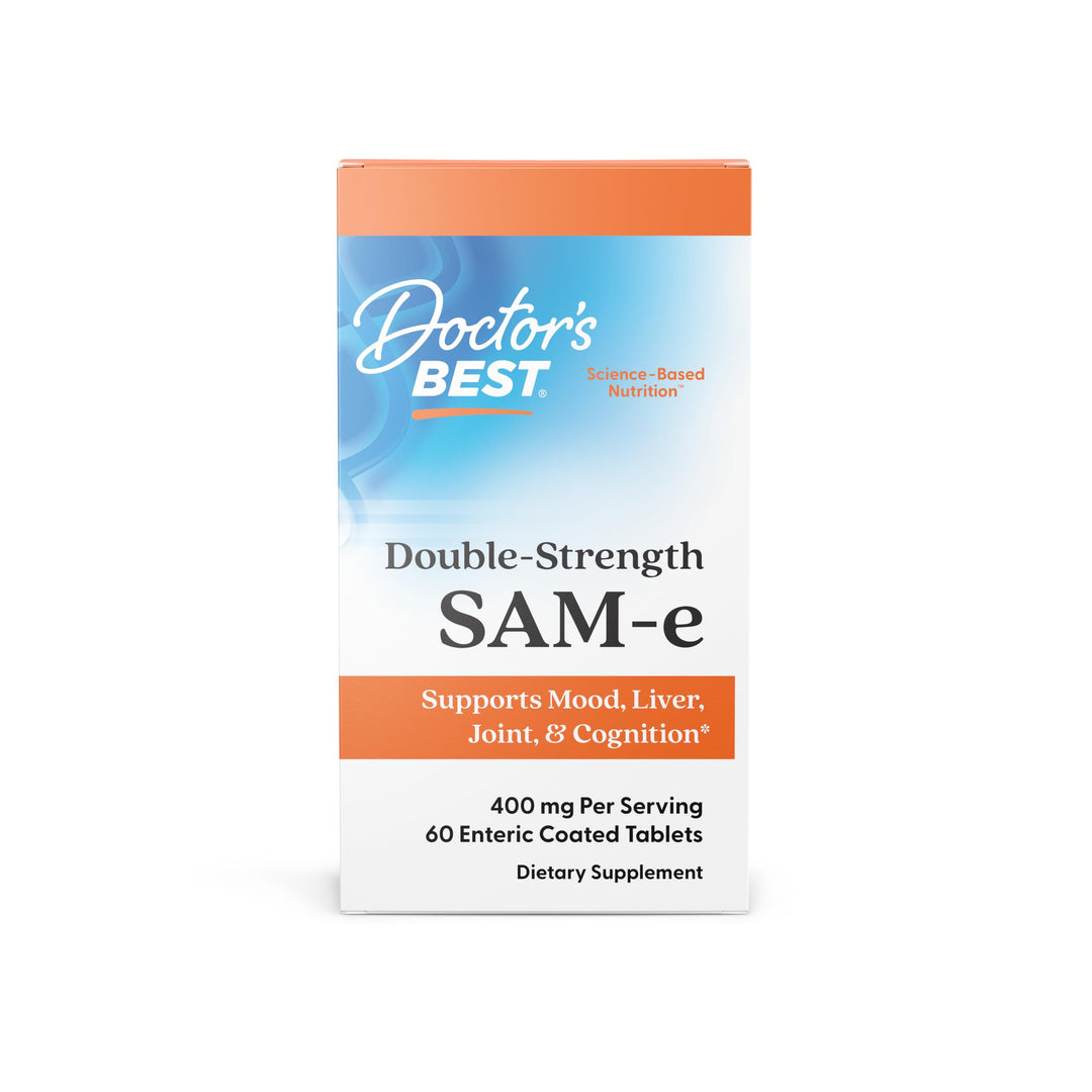 Doctor&#39;s Best SAM-e 400 mg, Vegan, Gluten Free, Soy Free, Mood and Joint Support, 60 Enteric Coated Tablets