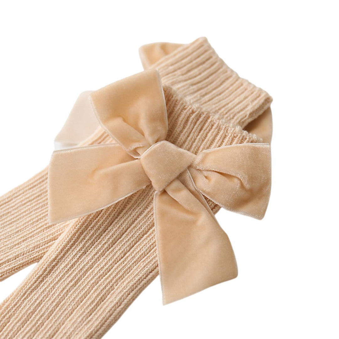 4-Pack Baby Girls Knee High Socks Infants Toddlers Bow Knit Socks Cotton Tube Ruffled Stockings (Assorted 4pk,0-12 Months)