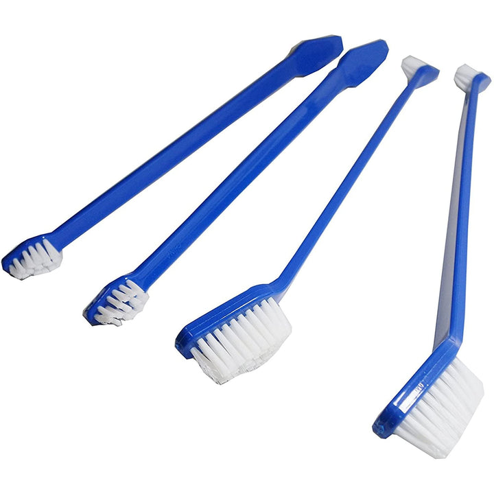 Duke&#39;s Pet Products 4 Piece Dog Toothbrush Set Double Sided Canine Dental Hygiene Brushes with Long 8 1/2 Inch Handles and Super Soft Bristles (Color Vary)