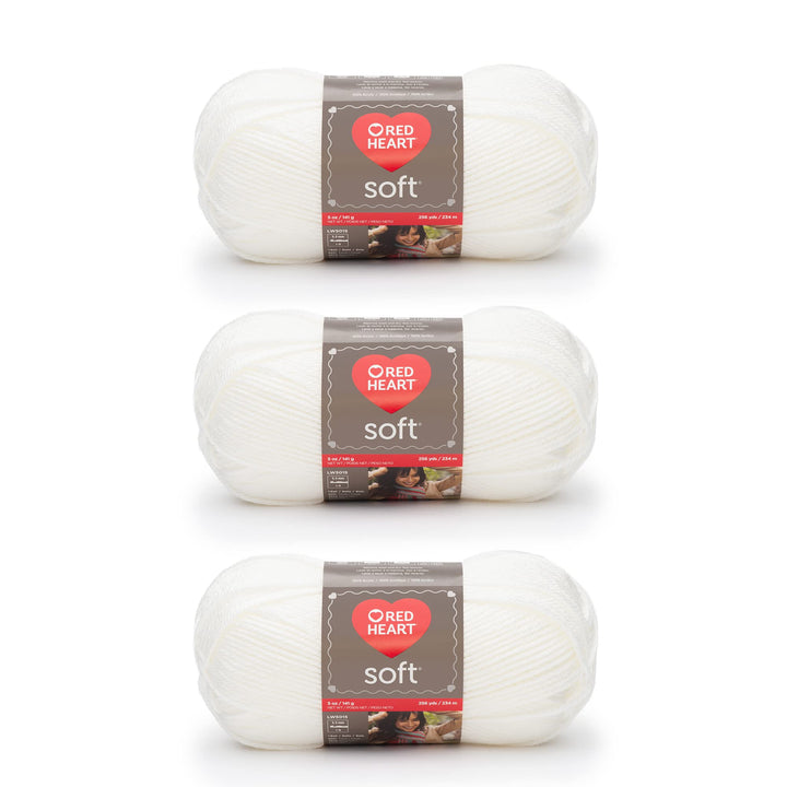 Soft White Yarn - 3 Pack of 141g/5oz - Acrylic - 4 Medium (Worsted) - 256 Yards - Knitting/Crochet