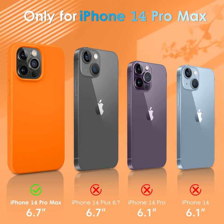 Compatible with iPhone 14 Pro Max Case, Ultra Slim Soft Premium Liquid Silicone [Military Grade Drop Protection] Full-Body Protective Bumper Phone Case for iPhone 14 Pro Max 6.7(2022)- Orange