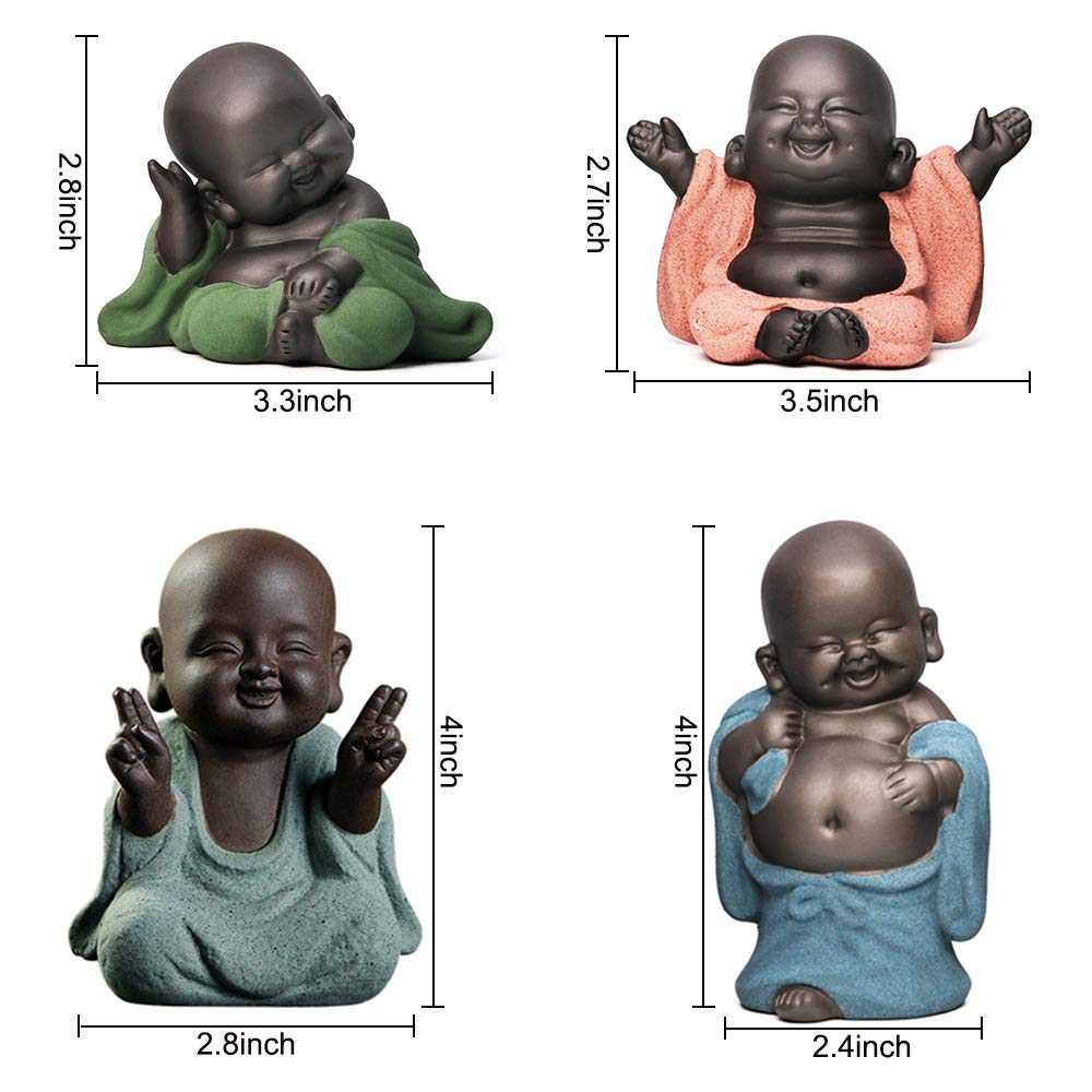 Kingzhuo A Collection of 4 Cutie Buddhas - Red Smiling,