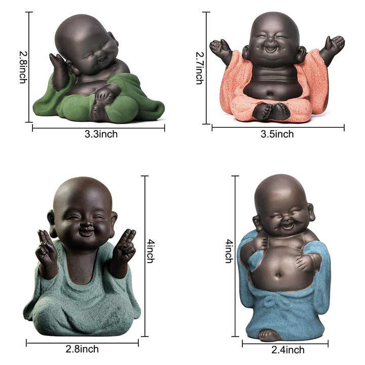 Kingzhuo A Collection of 4 Cutie Buddhas - Red Smiling,