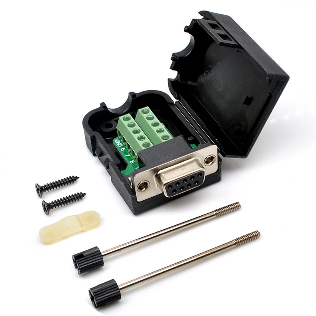 Connector DB9 RS232 D-SUB Female Adapter Serial 9 Pin Port DB9 COB Breakout Terminal Connector Signal Module with Case (Female with Screw)
