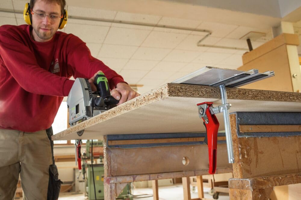 BESSEY GTR16S6H All Steel Ratcheting Table Clamp with 6 5/16 Capacity x 2 5/16 Throat Depth &amp; 540 lb Clamping Force, Red/Silver