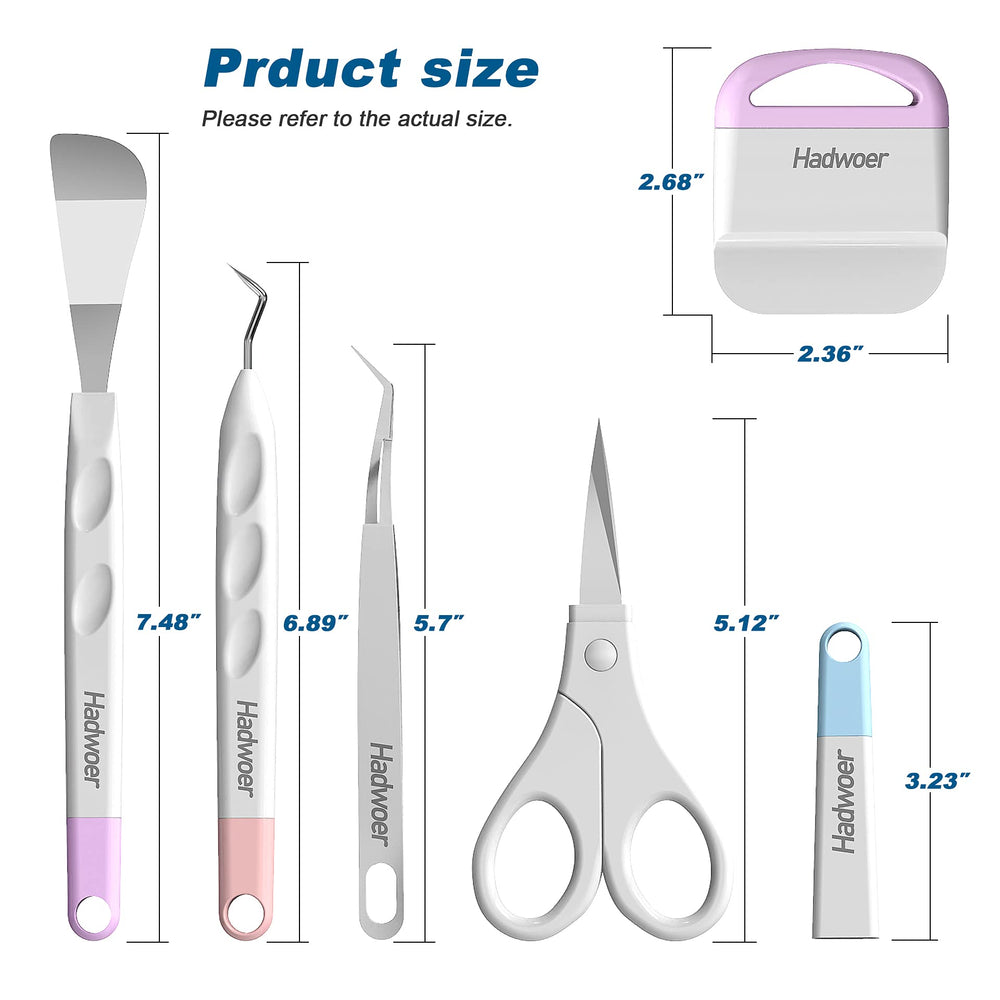 Craft Vinyl Weeding Tools, Hook Weeder, Scraper, Spatula, Tweezers, Scissors Basic Weed Removal Tool Kit (Vinyl Weeding Tools Set)
