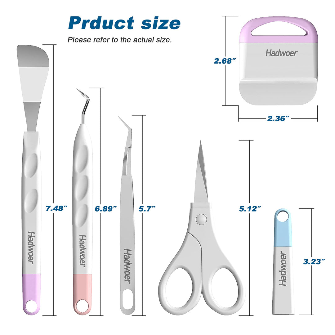 Craft Vinyl Weeding Tools, Hook Weeder, Scraper, Spatula, Tweezers, Scissors Basic Weed Removal Tool Kit (Vinyl Weeding Tools Set)