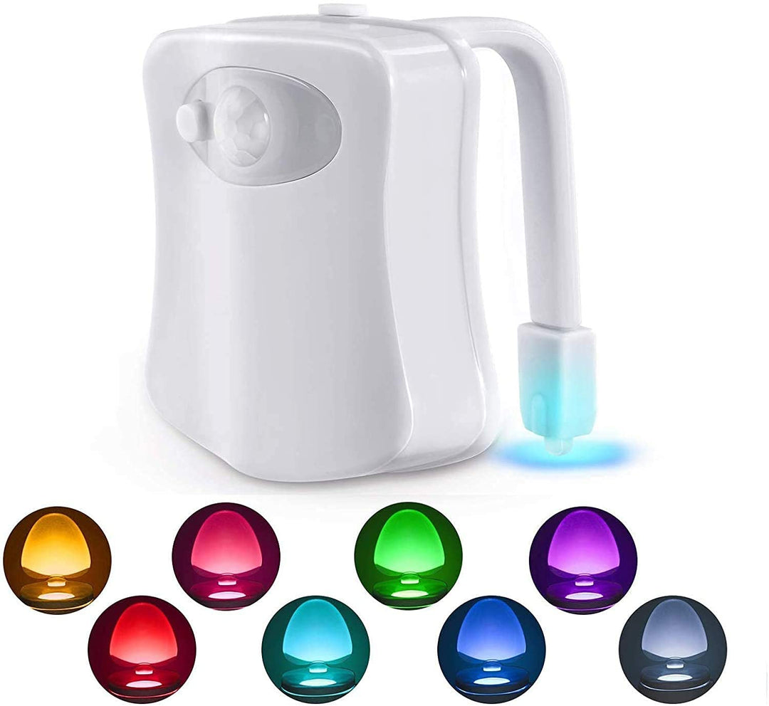 Toilet Night Light, Toilet Light with Motion Sensor LED 8 Colors Changing Toilet Bowl Light Bathroom Night Light for Washroom Cool Fun Gadgets Elderly Parents gift Ideas, Fits Any Toilet