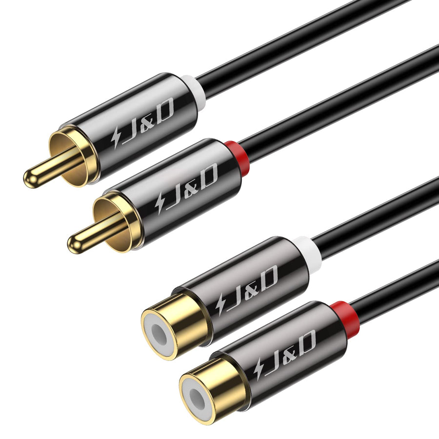 J&D 2 RCA Extension Cable, RCA Cable, Gold Plated C