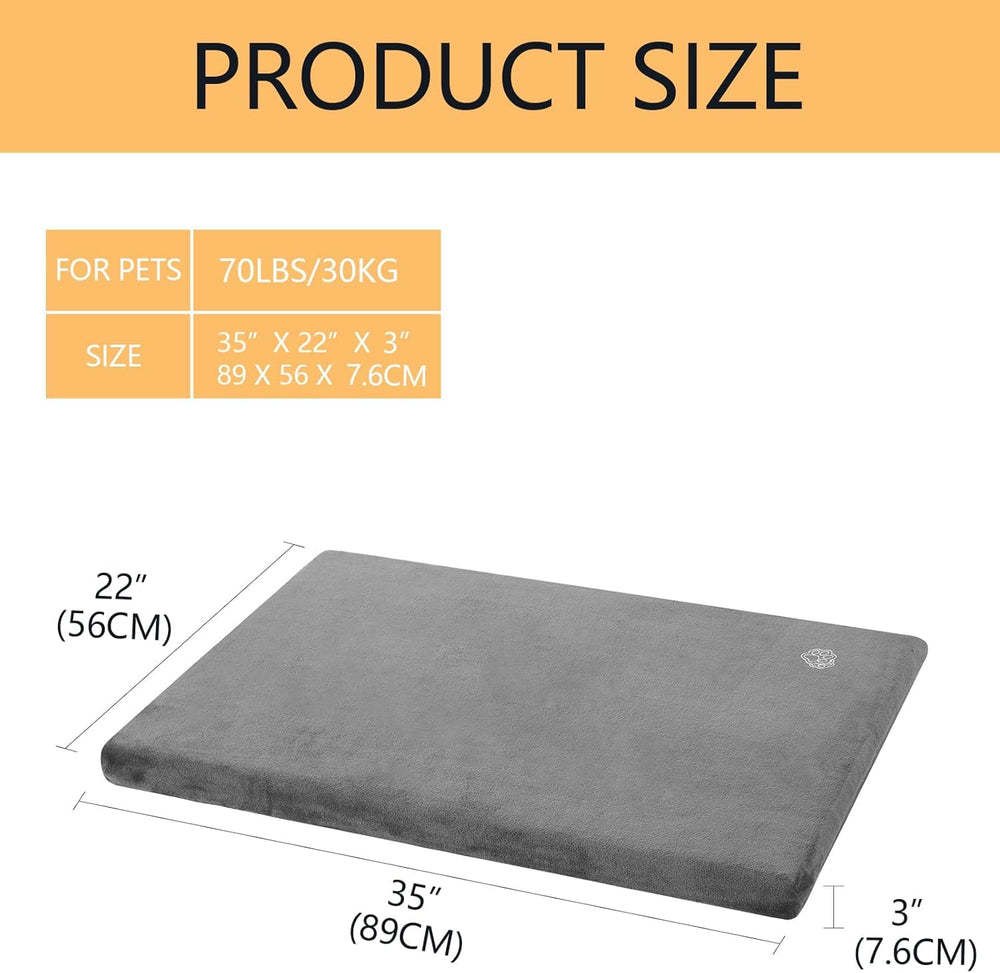 Stylish Dog Bed Mat Dog Crate Pad Mattress Reversible (Cool & Warm), Water Proof Linings, Removable Machine Washable Cover, Firm Support Pet Crate Bed for Small to XX-Large Dogs, Grey