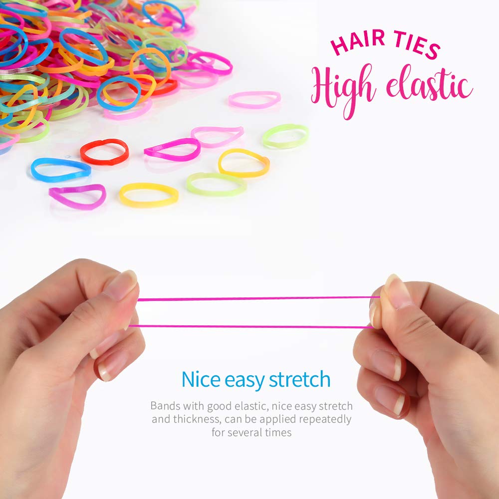 4000pcs Soft Elastic Hair Bands, 2000pcs Multi Color and 2000pcs Clear Hair Holder Hair Tie Elastic Rubber Bands for Baby Girls