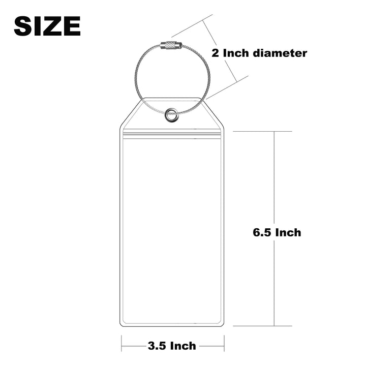 4 Pack Cruise Luggage Tag Holder Clear E-Tag Zip Seal Steel Wire Loops for Cruise Thick PVC (6.5X3.5 Inches)