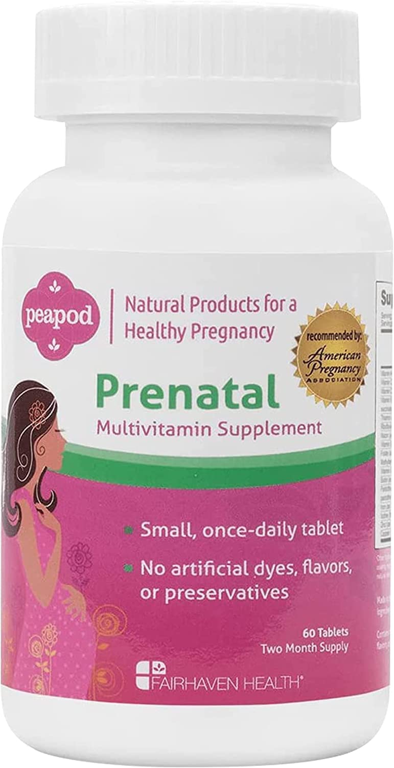 Peapod Prenatal Multivitamin - 1 Per Day, Light Vanilla Flavor - Pregnancy Must Haves for Women and Baby Health - Includes Iron, Vitamin C, and Folic Acid - 2 Month Supply