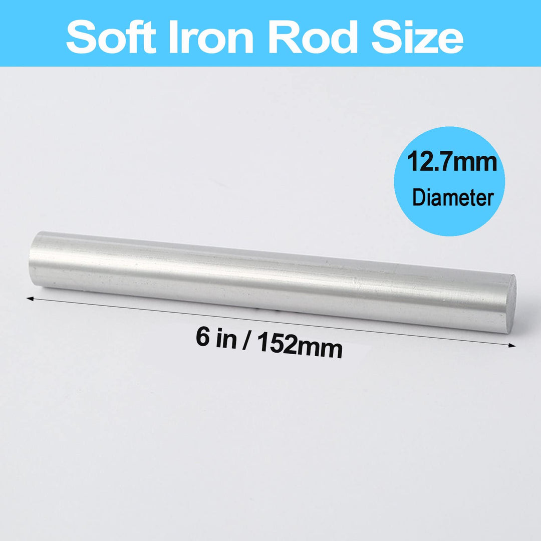Soft Iron Rod, High Pure Iron Rod, Ideal Core for Making Electromagnets, 0.5 Diameter, 6 Long