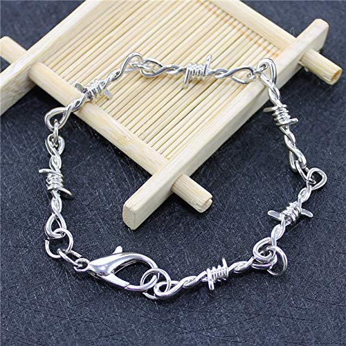Punk Thorns Necklace Metal Chain Safety Obtuse Padlock Flame Necklace Hiphop Rock Jewelry for Men-Necklace&amp;Bracelet