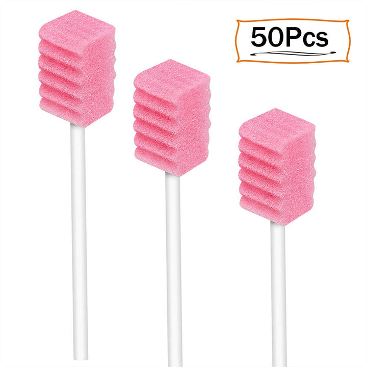 Disposable Oral Care Sponge Swabs(50pcs Pink)
