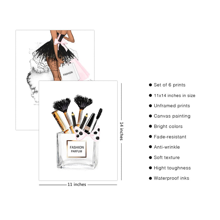 HoozGee Pink Room Decor Fashion Wall Art Prints Set of 
