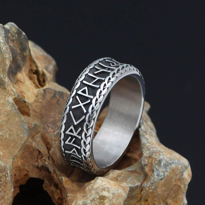 Nordic Viking Rune Knot Rings with Valknut Gift Bag - Stainless Steel