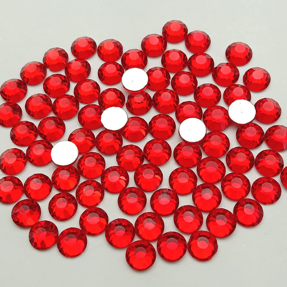 Glass Crystal Flatback Rhinestones for Nail Art and Craft, Round Stone Gems Sparkly Diamond (SS8 2880pcs, Siam)