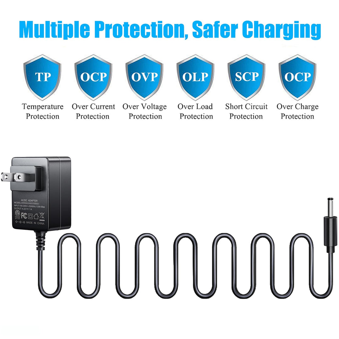 4.2V Charger Cord for Wahl Trimmer Clipper 9818 9818L 9854L WNT-8 WNT-9 9864 9876L 9880L 9888L Lithium Ion Beard Shaver Groomer S003HU0420060 S004mu0400090 Class 2 Power Supply Replacement