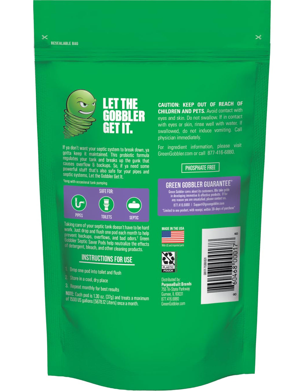 SEPTIC SAVER Bacteria Enzyme Pacs - 6 Month Septic Tank Supply - 6 Pre-Measured Packets(2.13 oz each)
