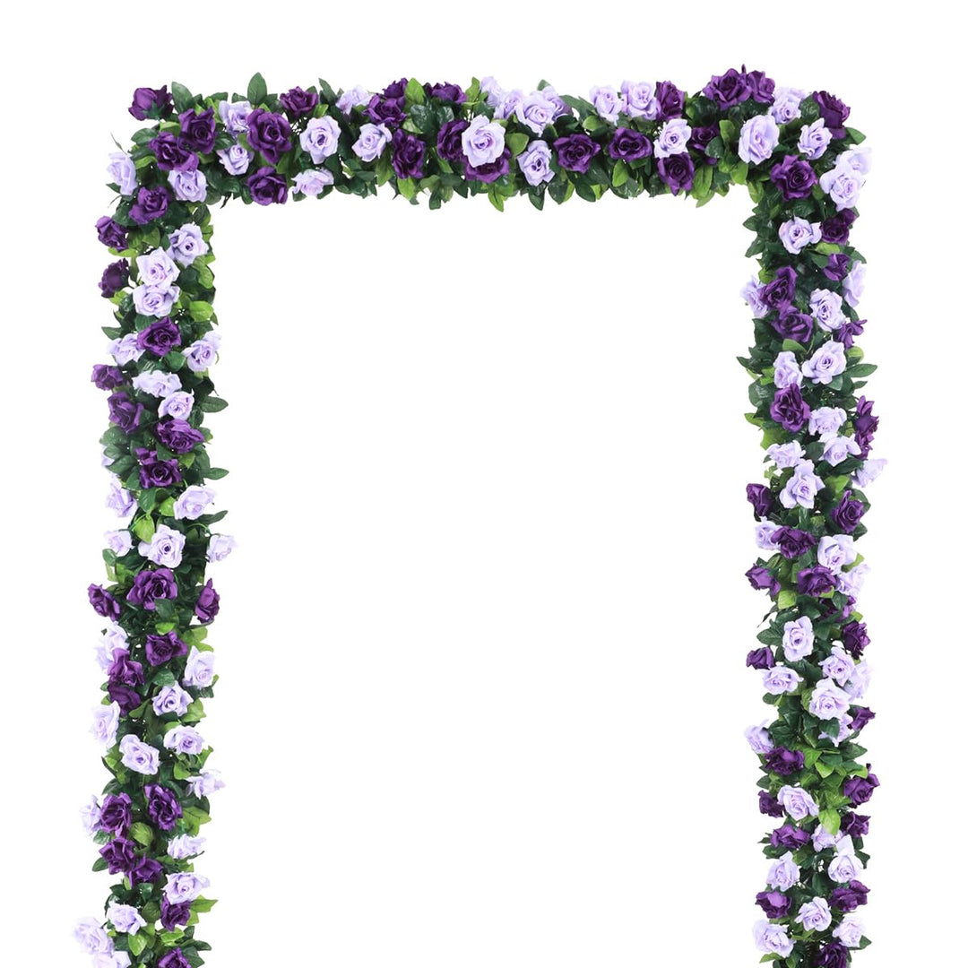 3Pack Artificial Rose Flower Garland, 23.7FT Fake Vines Silk Flowers Hanging Rose Ivy for Wedding Arch Decorations Room Party Home Garden Hotel Office Wall Decor (Purple)