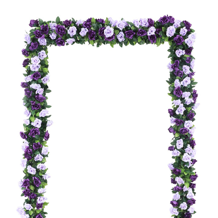 3Pack Artificial Rose Flower Garland, 23.7FT Fake Vines Silk Flowers Hanging Rose Ivy for Wedding Arch Decorations Room Party Home Garden Hotel Office Wall Decor (Purple)