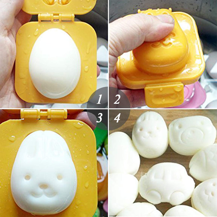 6Pcs Egg Rice Mold Hard Boiled Egg Mold Fish Car Heart Shape Onigiri Mold Rice Ball Maker, Fondant Cake Pop Decorating Tool Fun Cookery Kitchen Gadgets