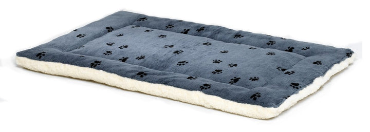 Reversible Paw Print Pet Bed in Blue/White, Dog Bed Measures 21L x 12W x 2.5H for X-Small Dogs, Machine Wash