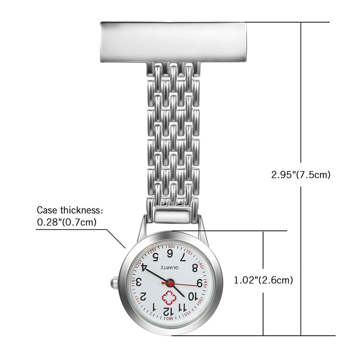 Nurse Watch with Second Hand for Women and Men Doctor Paramedic Tunic Lapel Pin-on Brooch Fob Quartz Watch Large Arabic Numeral Mark - 5 Pack