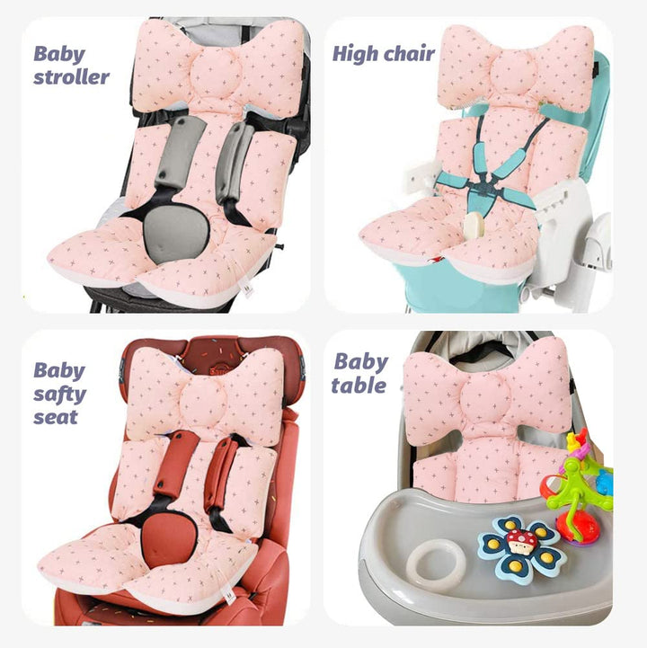 Baby Seat Pad Liner for Stroller–Soft and Breathable,3D Air Mesh Cotton Universal Baby Stroller Cushion (Pink Cross)