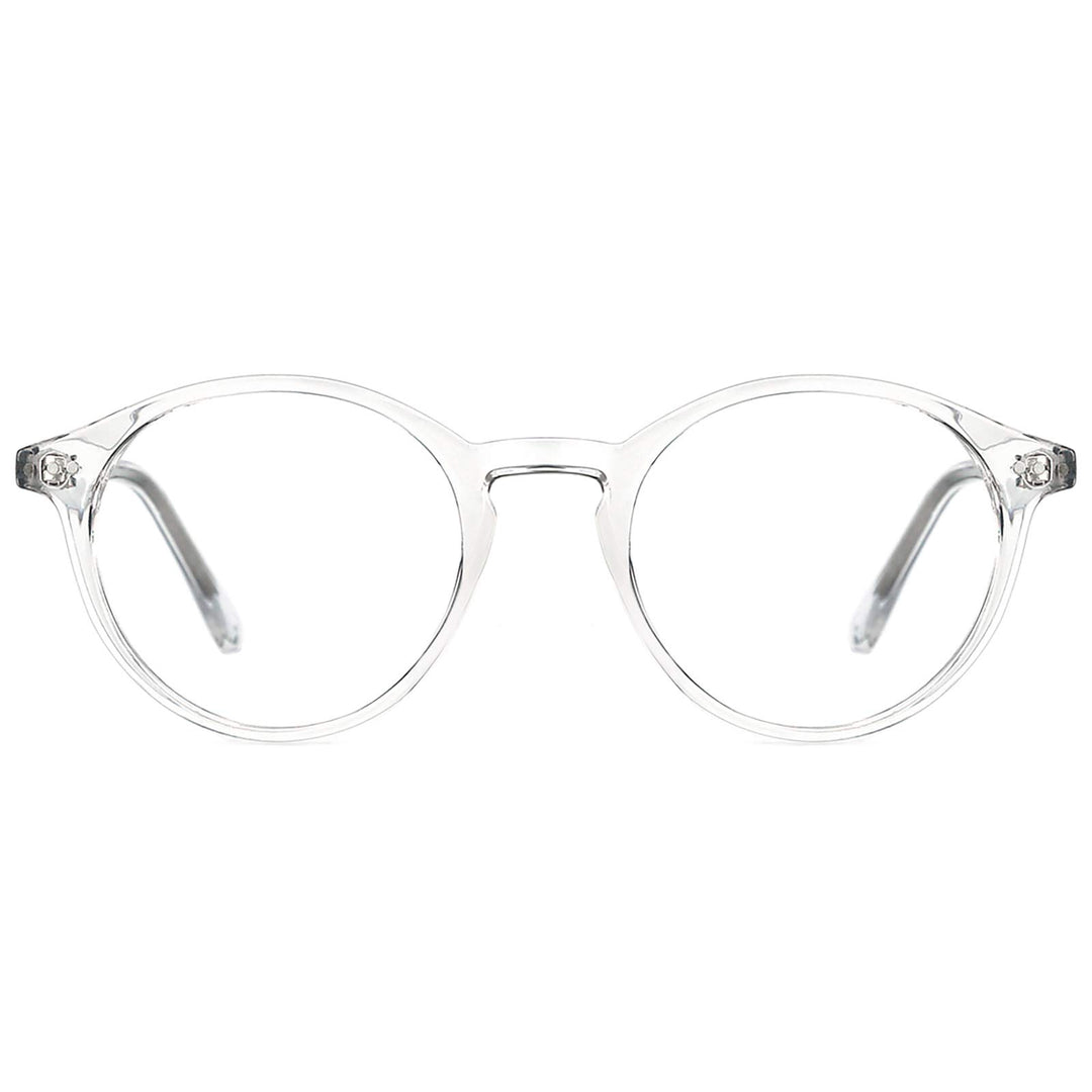 Blue Light Blocking Glasses Men Women Vintage Thick Round Rim Frame Eyeglasses(Clear)