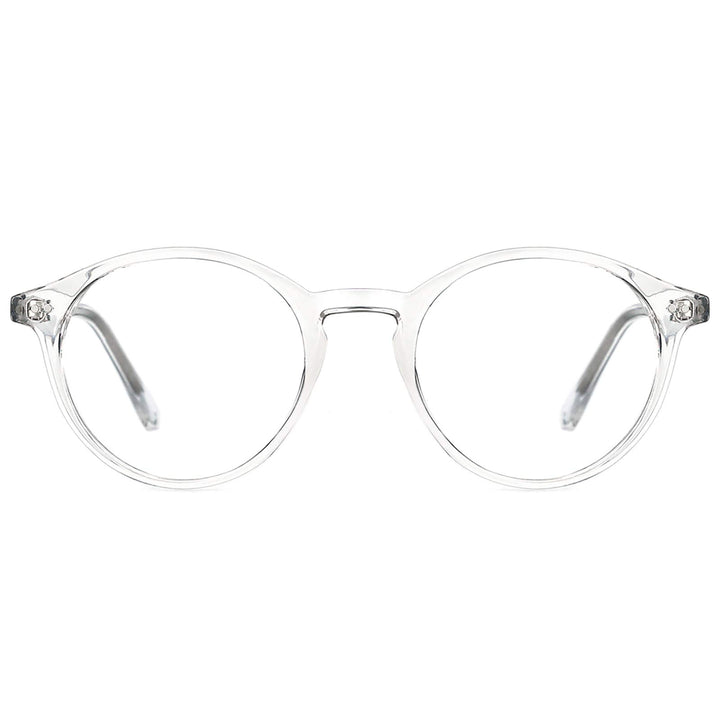 Blue Light Blocking Glasses Men Women Vintage Thick Round Rim Frame Eyeglasses(Clear)