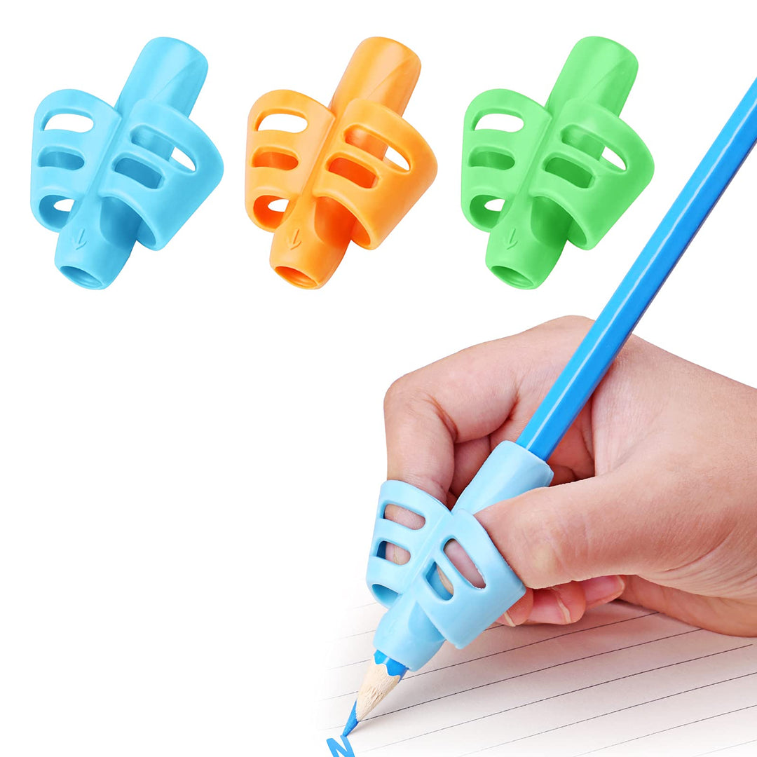 Pencil Grips, Pencil Grips for Kids Handwriting, Children Pen Writing Aid Grip Set Posture Correction Tool for Kids Preschoolers Children, Hollow Ventilation Design, 3 Pack