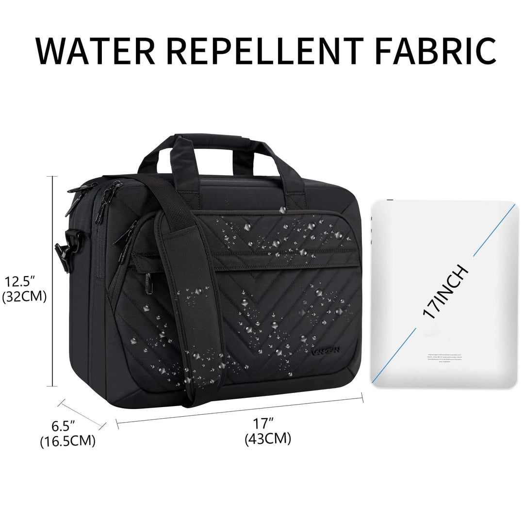 Laptop Briefcase for Women Men Fashion, TSA Friendly Expandable 17 Inch Laptop Bag, Waterproof Computer Bag with RFID Pocket, Work Bag for Women Messenger Bags, Business/Travel/College, Black